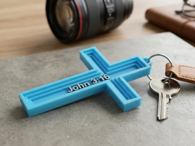 Cross - John 3:16 Cross Keychain