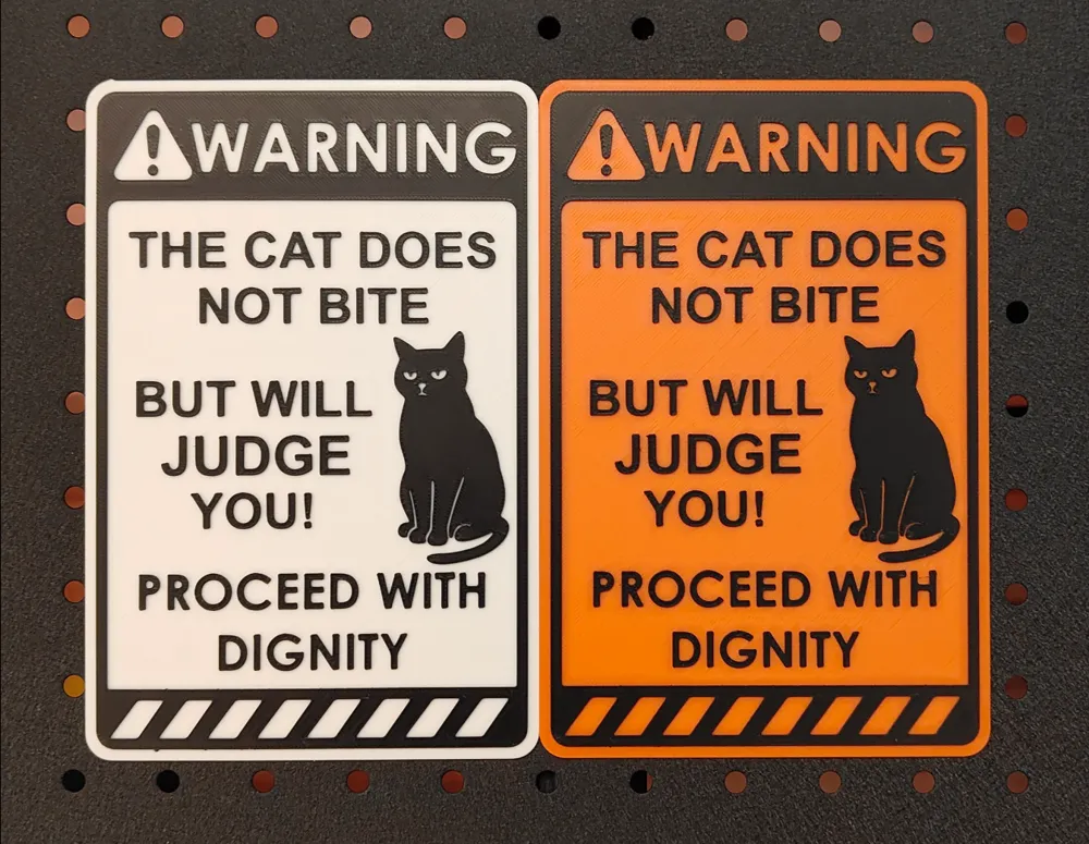 Library Cat Warning Cat Warning Signs with Stand - You will be judged! - Free 3D Print ...