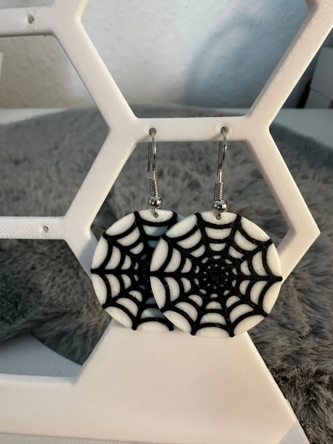 Spider web earrings view 2