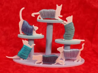 Cat Embroidery Floss Bobbin Display Cat Tree 
