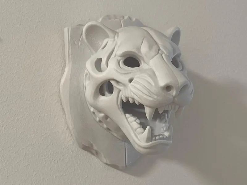 Tiger Skeleton Head Bust - Wall Mount
