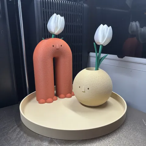 Cute Face Vase Set with Tray (Q_Craft) view 2