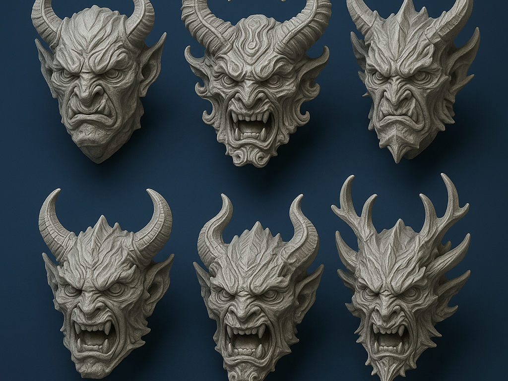 Infernal Demon Wall Heads Dark Fantasy RPG