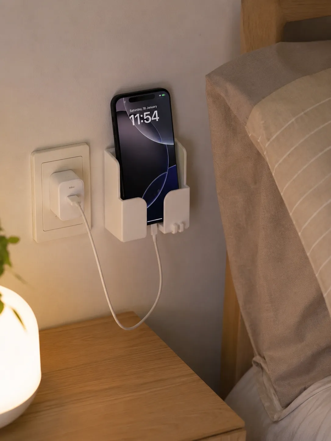 Wall-Mounted Phone Holder with Cable Manageme view 2