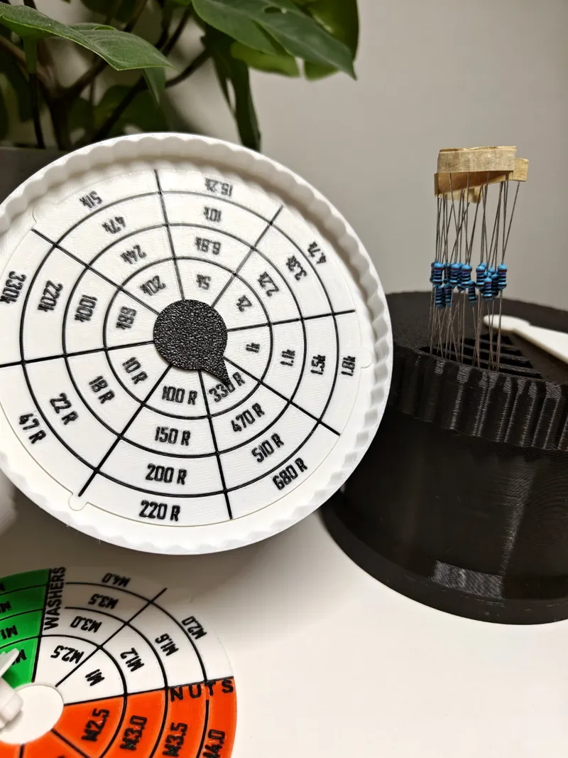 Stackable small parts organizer w/ label indicator