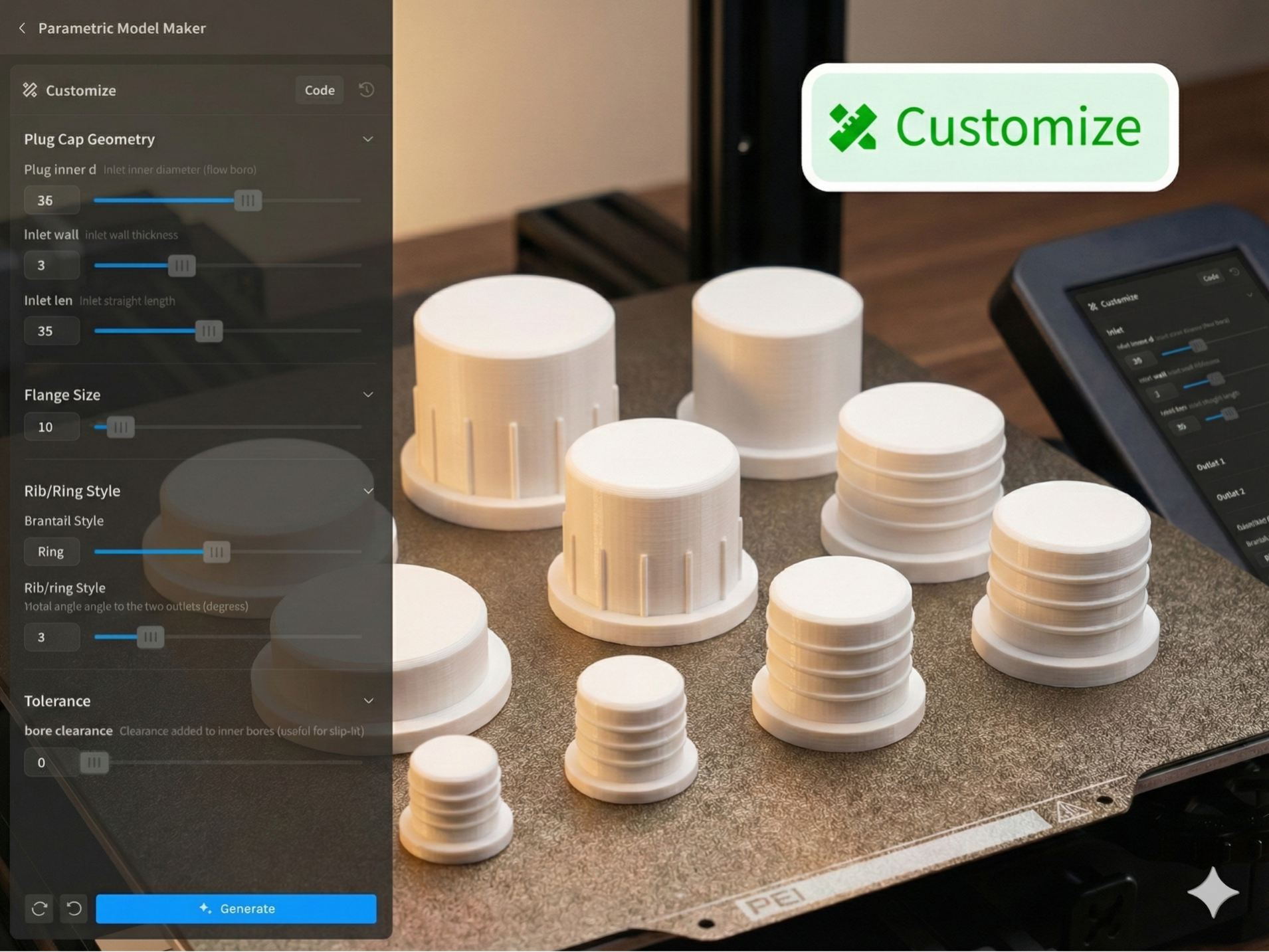 Customizable Hole Plug Press-Fit Cap with Flange