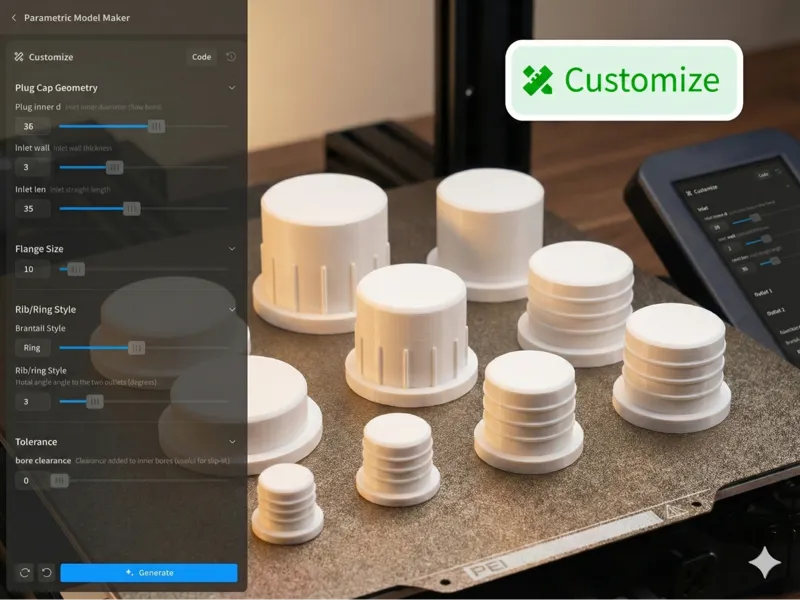 Customizable Hole Plug Press-Fit Cap with Flange