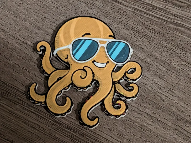 Happy octopus wearing sunglasses