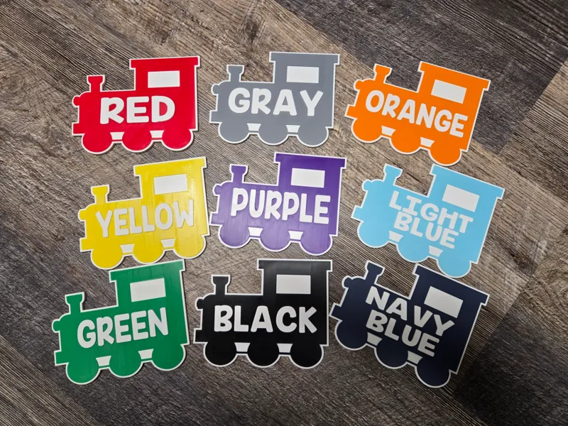 Colorful Train Flashcards/Tags (now w/ Spanish)