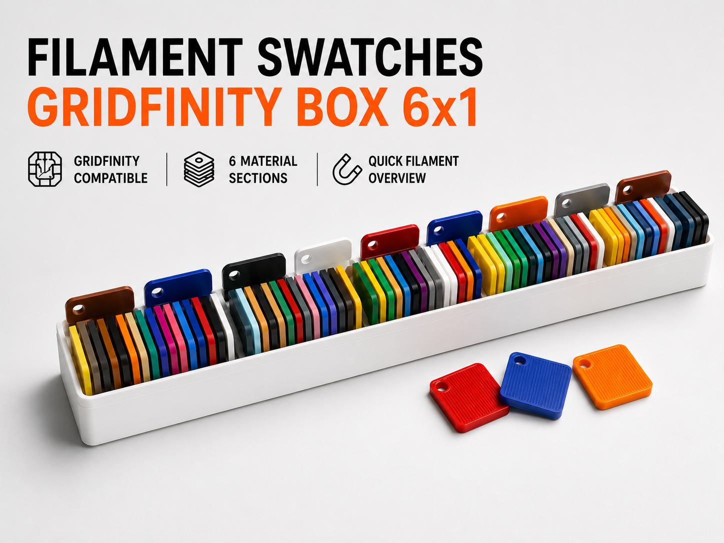 Filament Swatches Gridfinity Box 6x1
