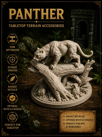 Figura decorativa: Panther on Fallen Tree – Fantasy Miniature — vista de referencia 2