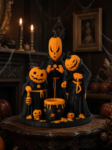 Figura decorativa: Pumpkin Coven Figurine - Fall Halloween Art — vista de referencia 2