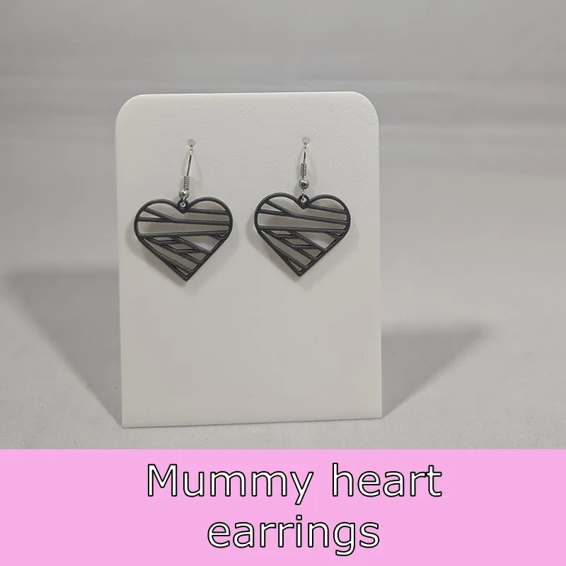 Mummy heart earrings view 2