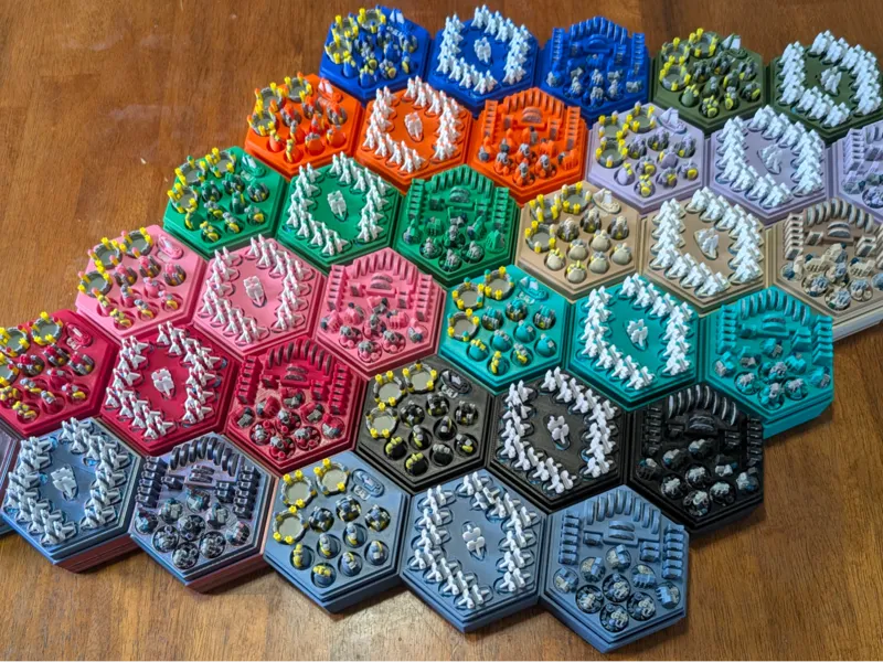 Catan Piece Holders for 3d printed Catan w/ Lids