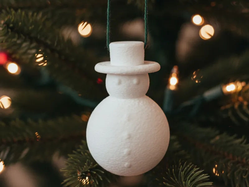 Fuzzy Hanging Christmas Snowman Ornament 