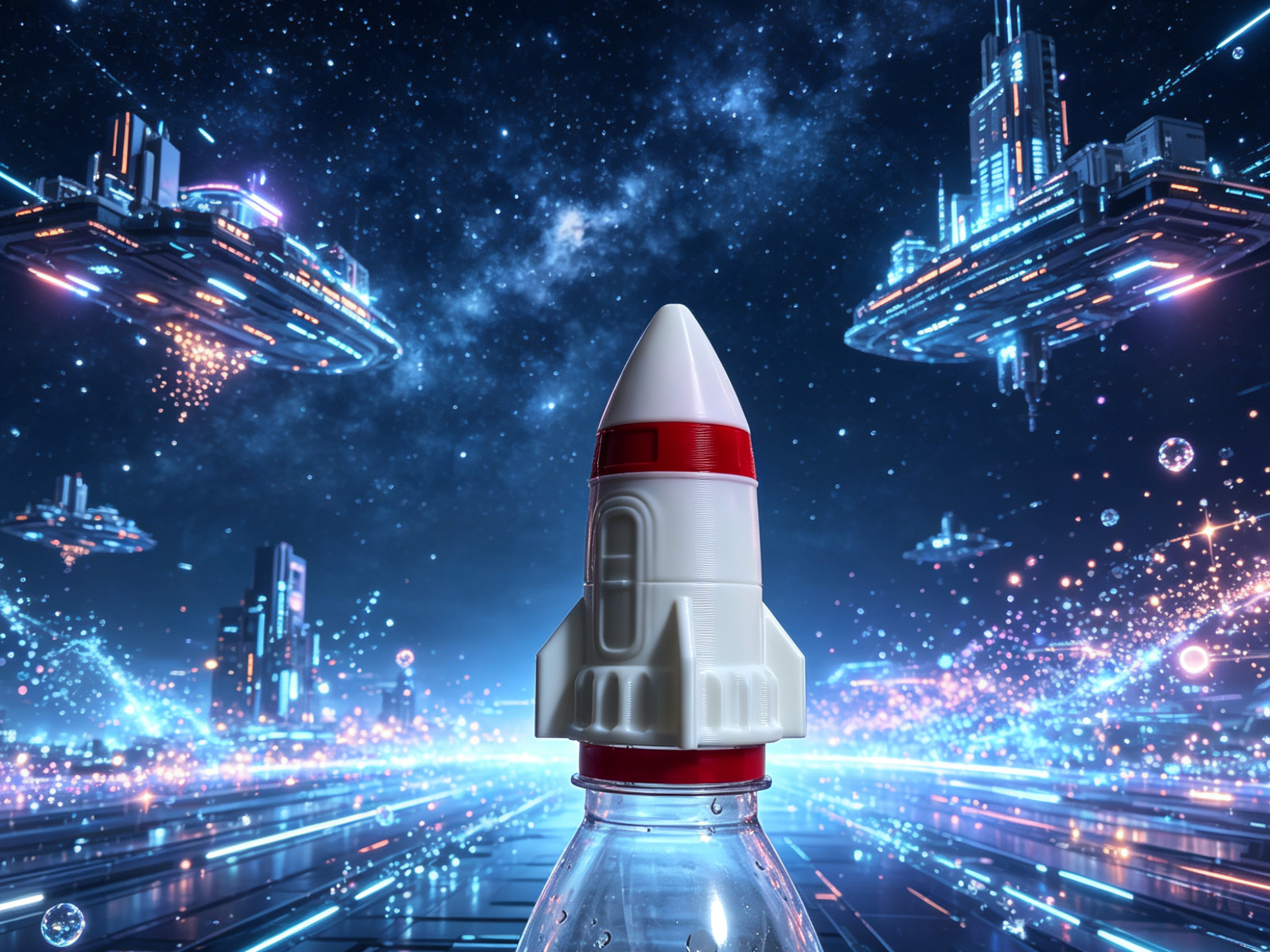 Miniatura 2 do modelo 3D 星际火箭水枪 矿泉水瓶盖发射器 夏天打水仗水枪 创意儿童玩具 一体打印无需支撑