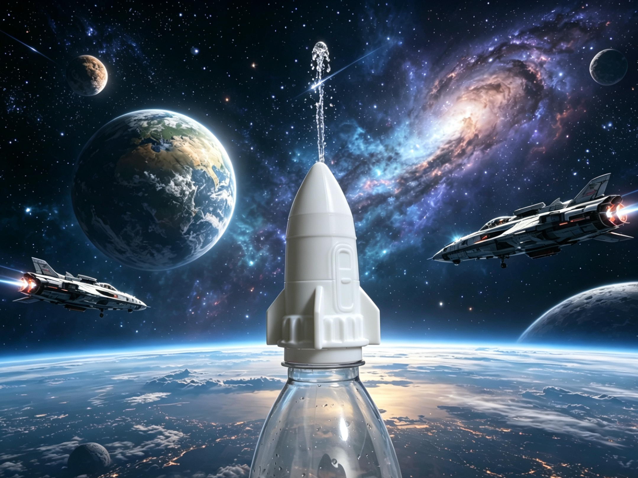 Miniatura 1 do modelo 3D 星际火箭水枪 矿泉水瓶盖发射器 夏天打水仗水枪 创意儿童玩具 一体打印无需支撑