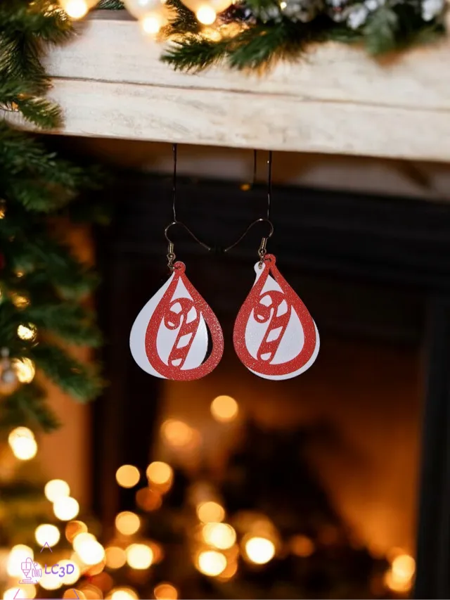 Candy cane in a drop earrings