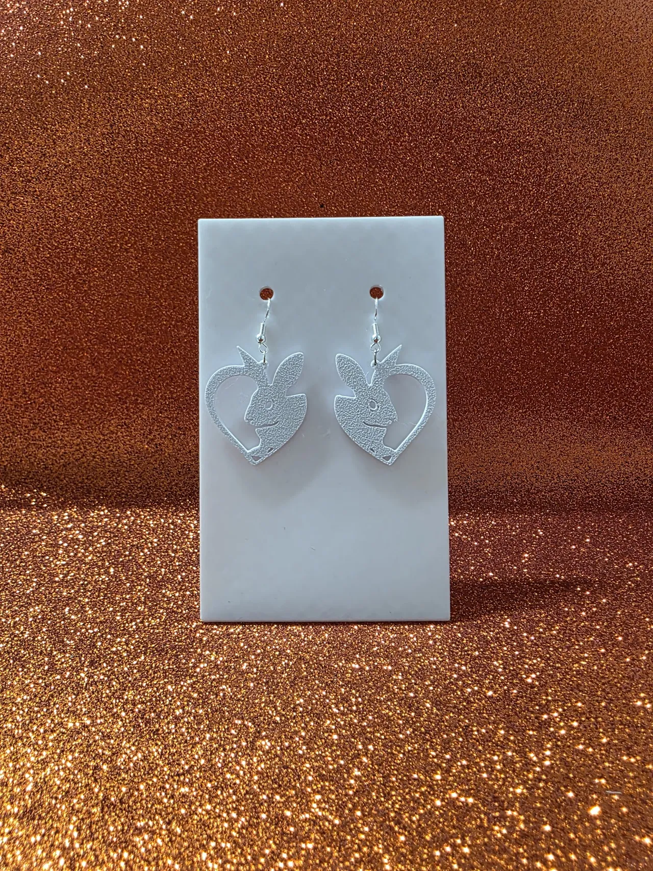 Heart bunny earrings view 2