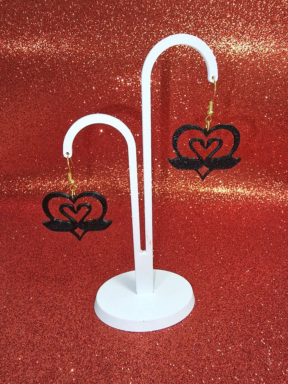 Swans in love earrings view 3