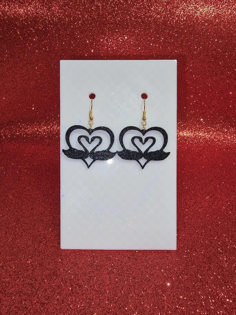 Swans in love earrings view 2