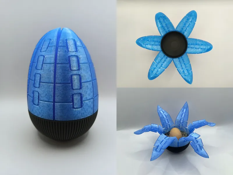 Articulated egg from space with tentacles