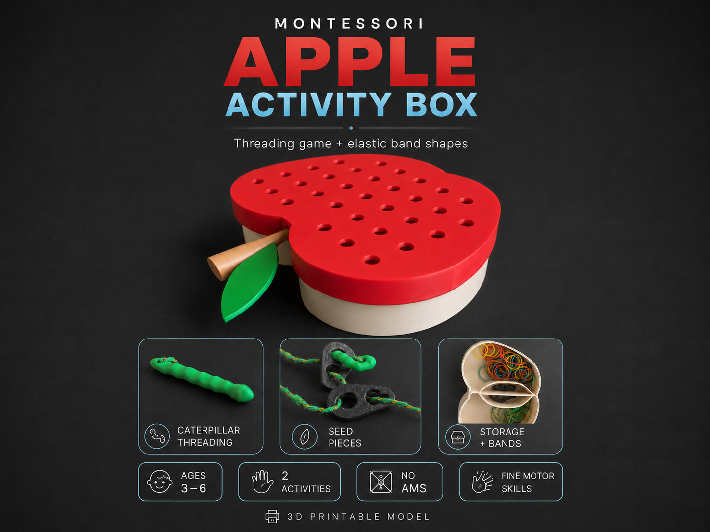 Montessori Apple Activity Box – Kids (Ages 2-6)
