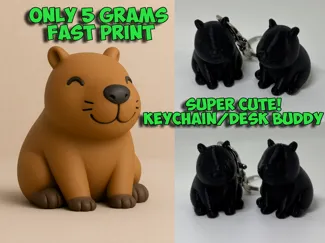 Cute Mini Capybara + Keychain