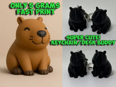Cute Mini Capybara + Keychain