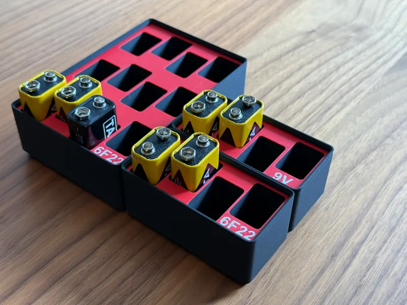 Gridfinity Bin 6F22 9V battery holder