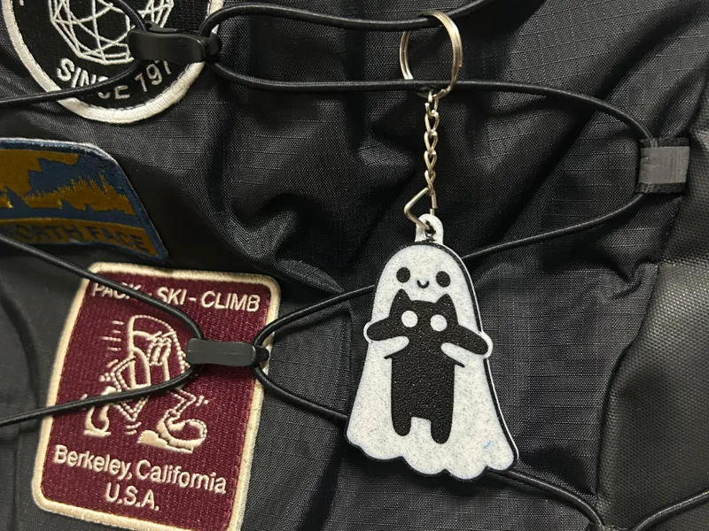 Ghost and Cat Keychain – Halloween Edition