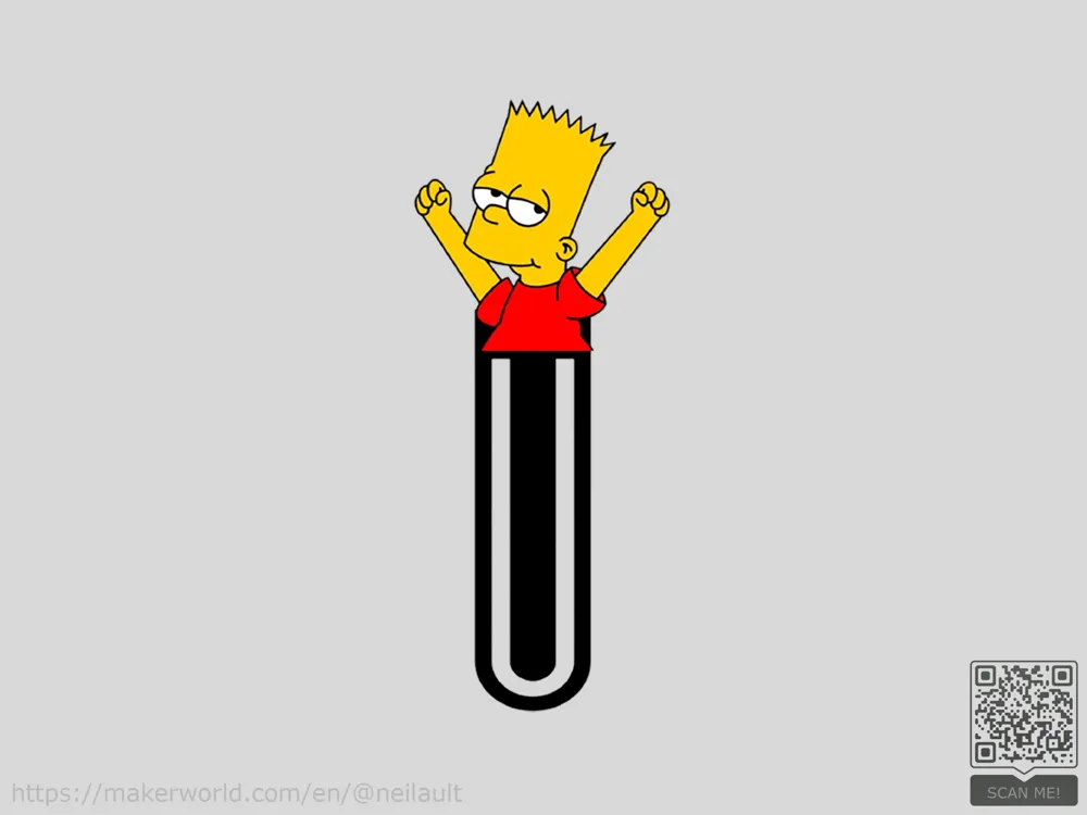 Simpsons Bookmark Draw Bart Simpson Bookmark - Free 3D Print Model - MakerWorld