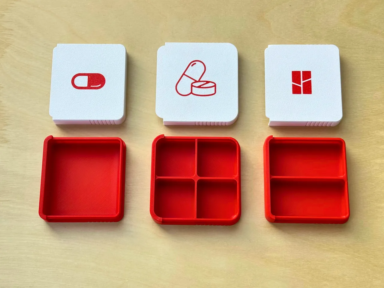 Sliding Lid Pill Box with Compartments / Parts Box view 2