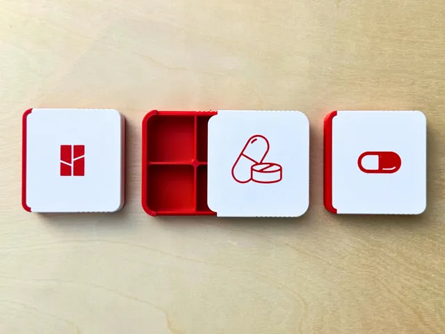 Sliding Lid Pill Box with Compartments / Parts Box