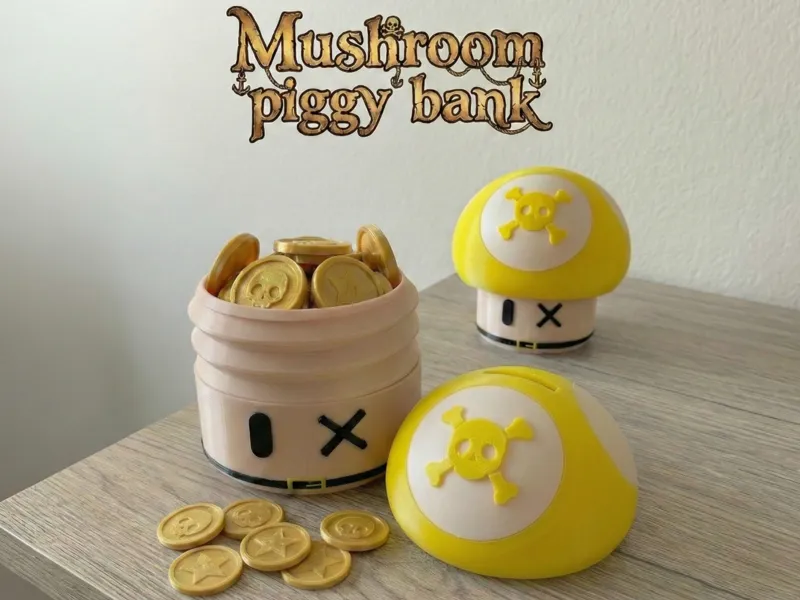 Mushroom piggy money bank Mario