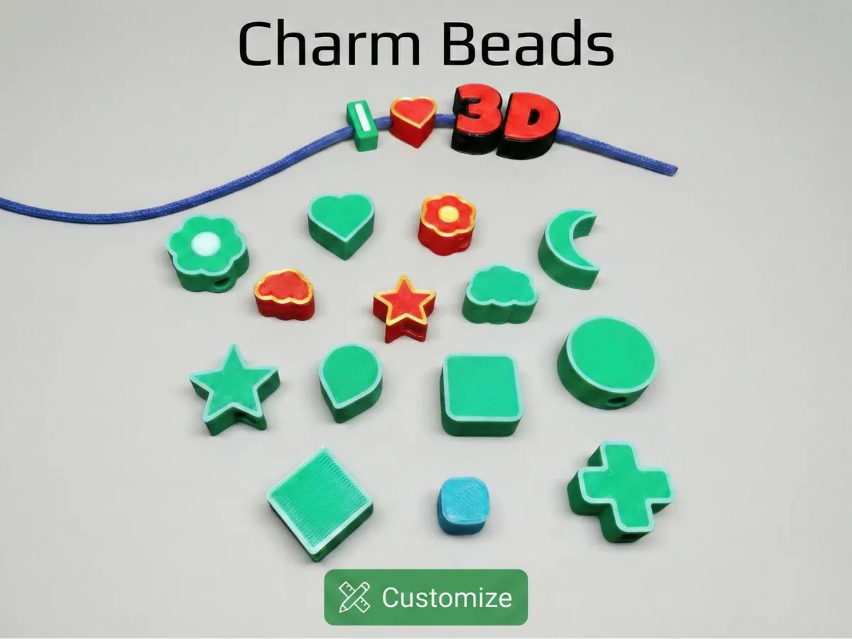 Customizable 10 Shape Charm Beads - Free 3D Print Model - MakerWorld