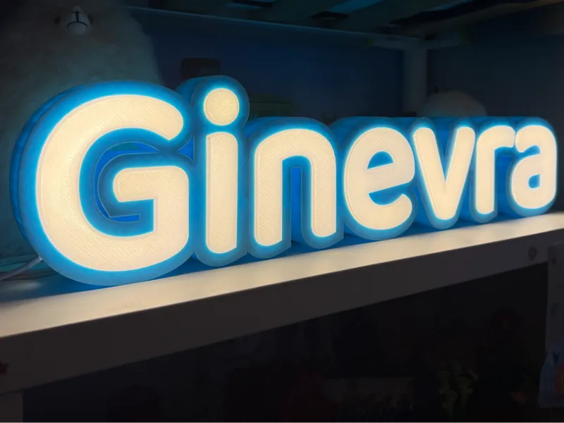 Lampada led nome Lightbox Ginevra Personalizzabile