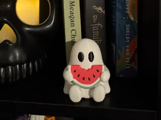 Ghost eating watermelon
