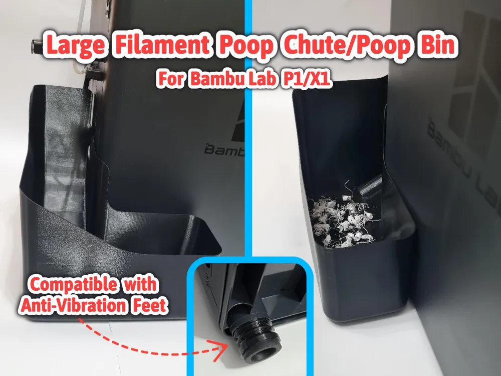 3Dプリント フィラメント屑入れ／Bambu Lab P1／X1用ゴミ箱 - 無料3D