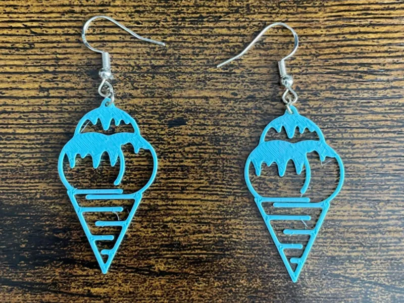 Melting line art Ice Cream Earrings