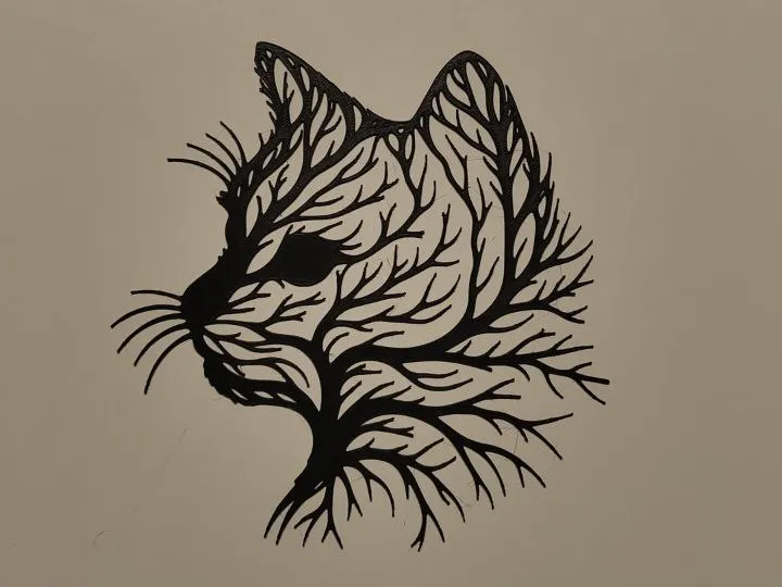 Silhouette chat et arbre — déco murale
