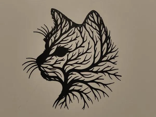 Silhouette chat et arbre — déco murale