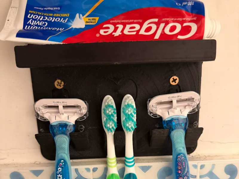 His & Hers Wall Toothbrush & Razor Holder