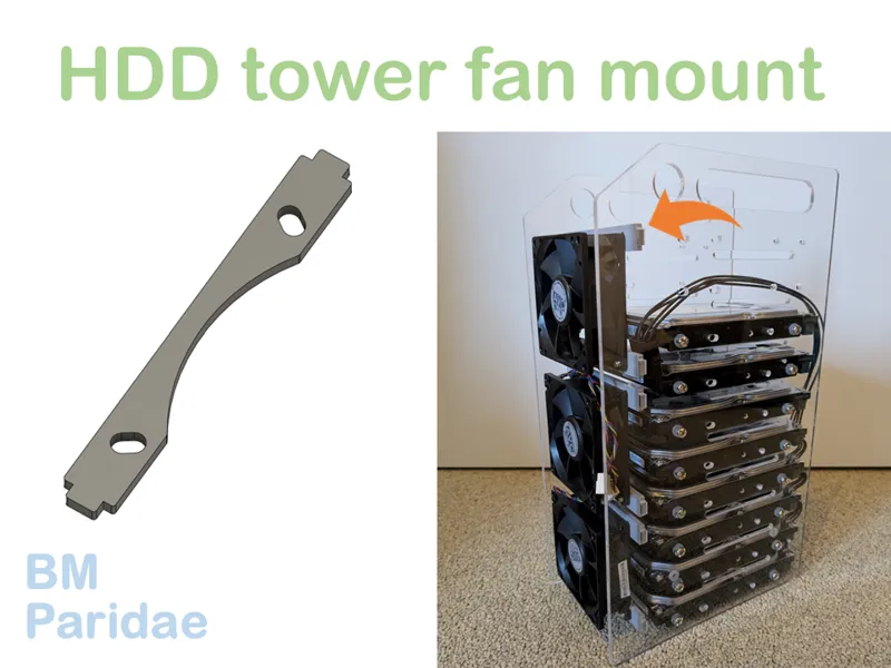Improved fan mount for acrylic HDD tower