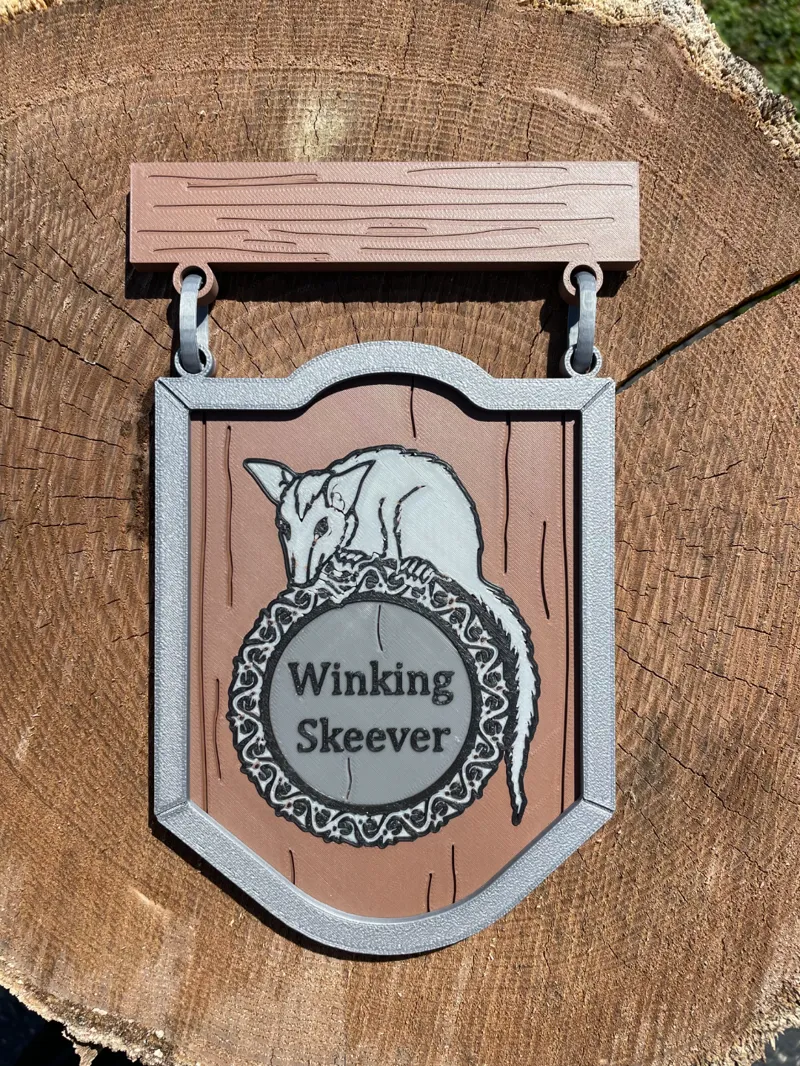 Skyrim Winking Skeever Tavern Sign Prop