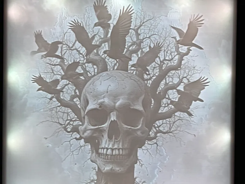 Skull tree with crows lithophane
