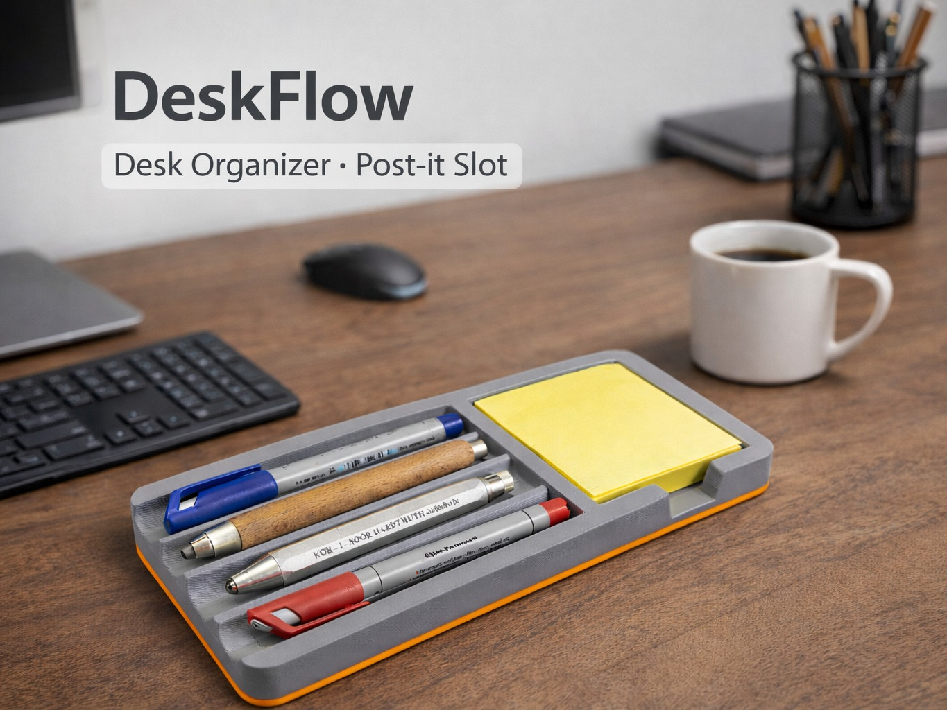 DeskFlow Minimal Desk Organizer with Post-it Slot
