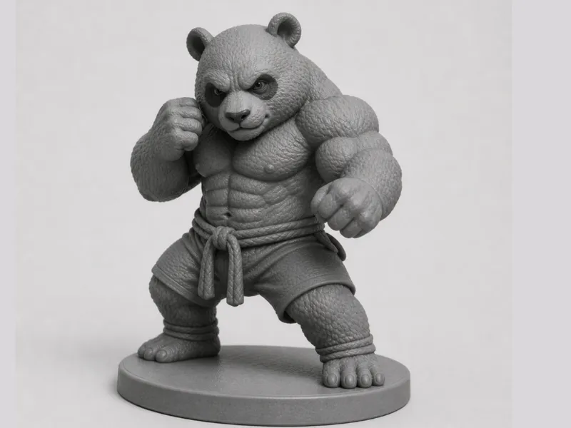 Muscle Panda Figurine (Stylized 3D Model)