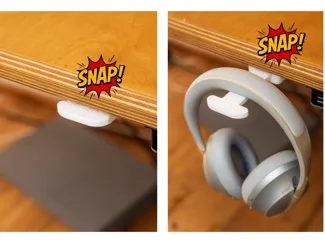 Snappy minimalistic headphone holder