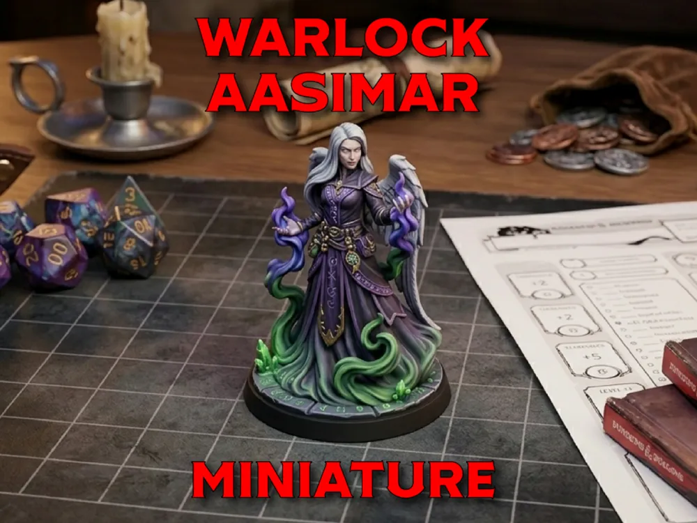 Figura decorativa: Isolde - Miniature Warlock Aasimar female. Referencia del modelo original.
